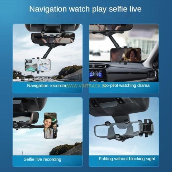 Car Rearview Mirror Phone Holder for Car Universal 360 Degree - Image 2