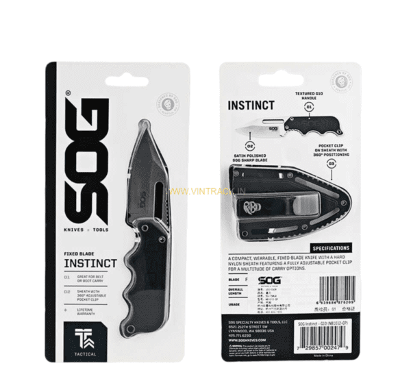 SOG Instinct Camping Tactical Neck Knife with Sheath PS215 | Portable Outdoor Survival, Hiking & Emergency Pocket Knife