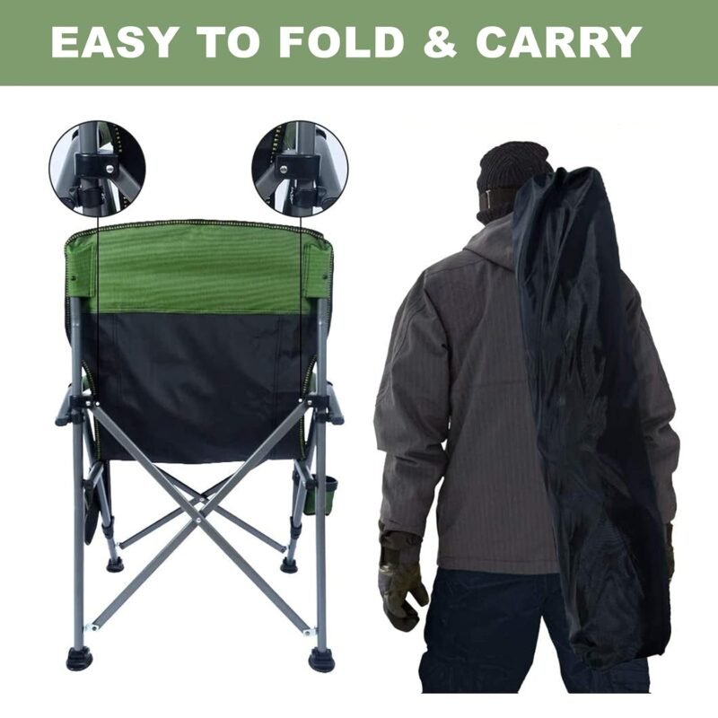 Folding Heavy Duty Support Chairs with Arm Rest Cup Holder and Portable Carrying Bag PS117 - Image 3