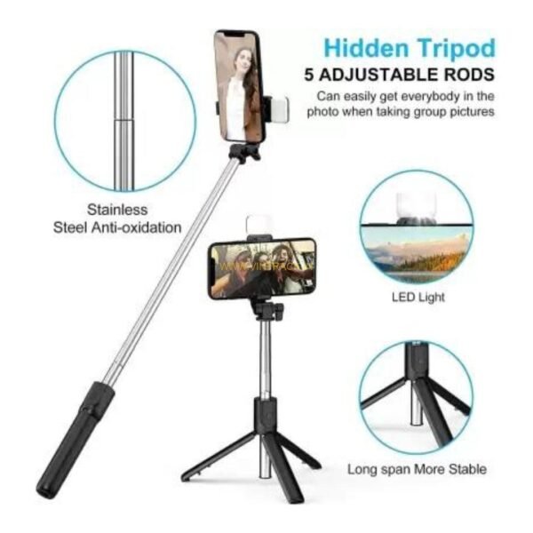 Bluetooth Tripod Selfie Stick small size - Image 3