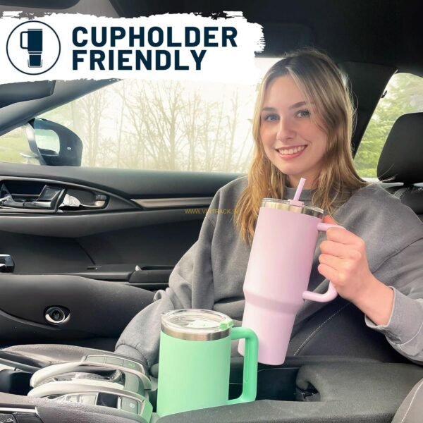 Tumbler with Lid and Straw, Hot and Cold Double Insulated Sipper Mug, Leak Proof 1200ml - Image 3