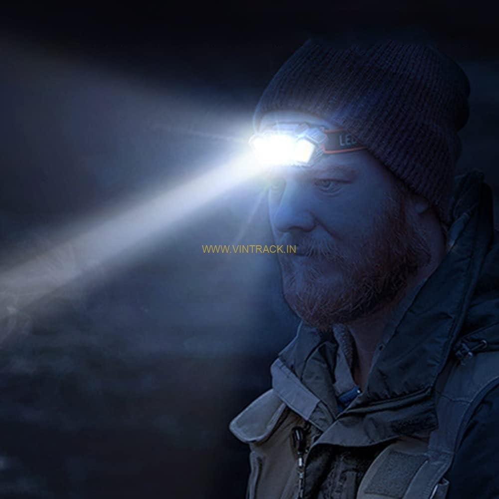 Motion Sensor Rechargeable LED Headlamp PS-63 | Hands-Free Headlight with Red Warning Flashlight for Outdoor, Camping, and Emergency Use - Image 4