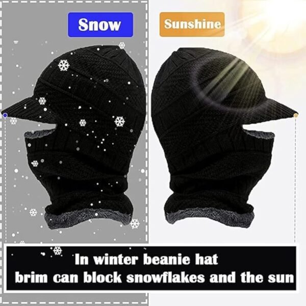 Men & Women’s Knitted Woolen Balaclava Monkey Cap with Fur Inside – Warm & Free Size Winter Hat - Image 4