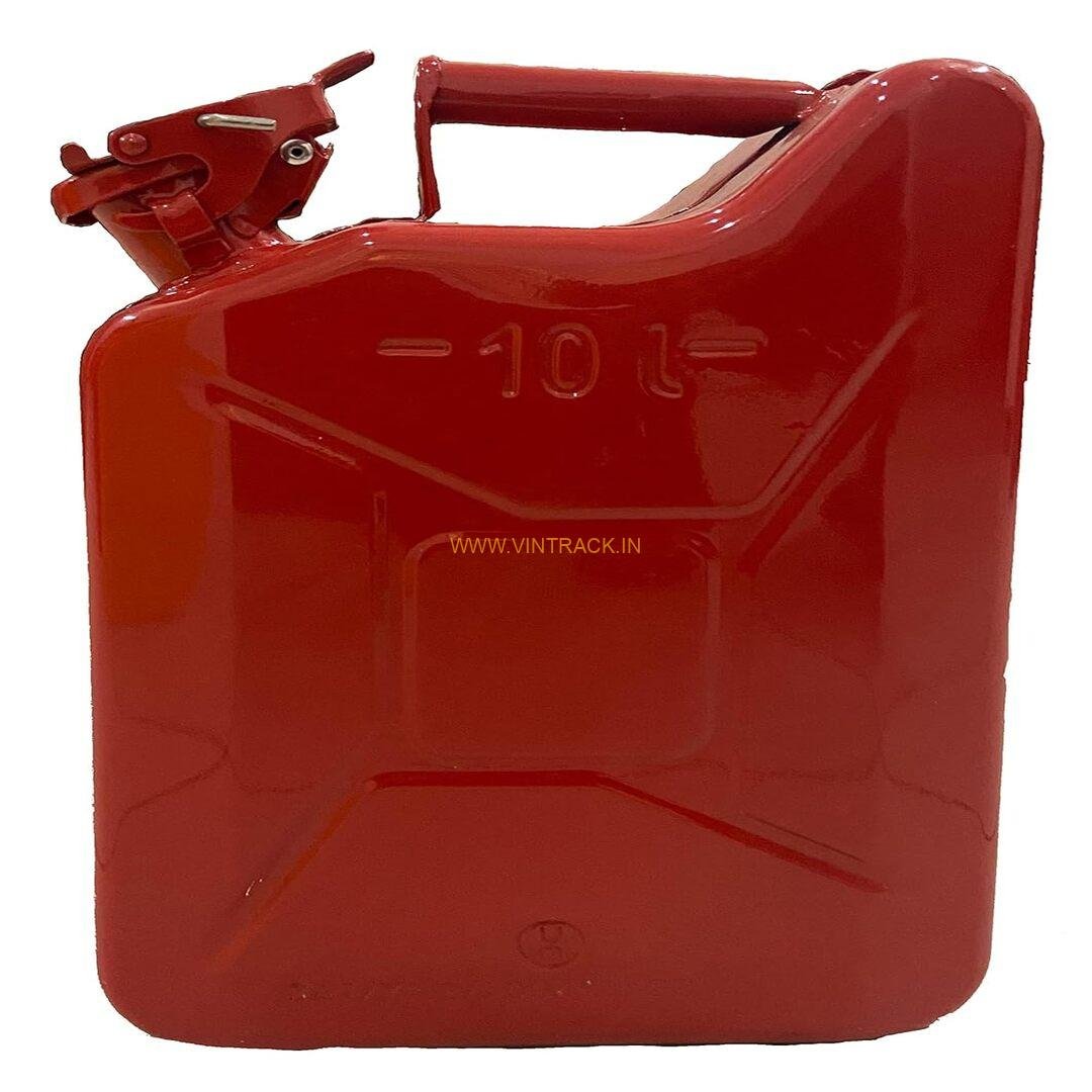 Jerry Can 10L Fuel Container | Portable Gasoline & Oil Storage Can for Bike & Car | Heavy-Duty Metal Fuel Can with Leak-Proof Cap & Secure Handle for Travel & Outdoor Use