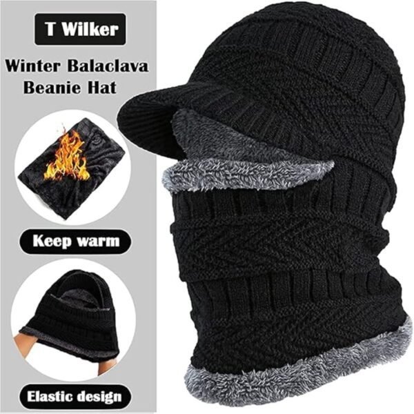 Men & Women’s Knitted Woolen Balaclava Monkey Cap with Fur Inside – Warm & Free Size Winter Hat - Image 5