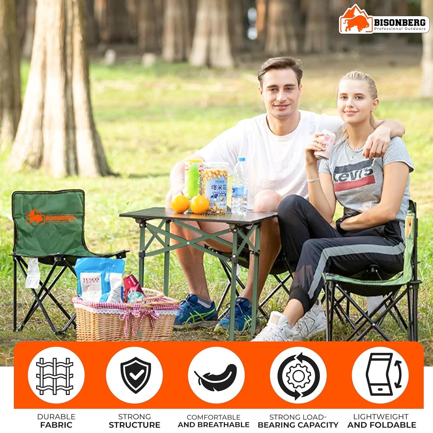 Outdoor Portable Folding Camping Table with 4 Chair Set PS120 | Foldable Picnic Dining Table for Travel, Hiking, Fishing & Camping - Image 8