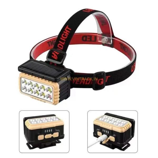 Rechargeable Solar Emergency Headlamp with battery indicator PS-60 - Image 2