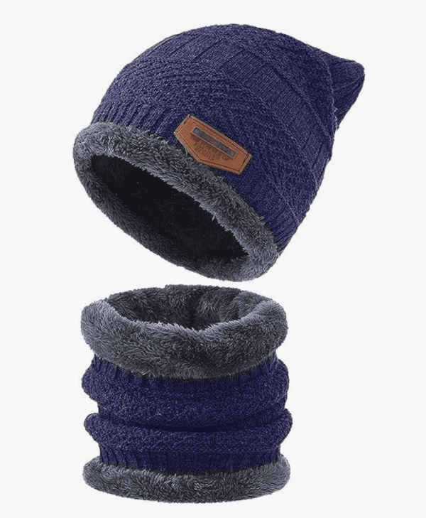 Winter Knit Woolen Cap with Neck Warmer Scarf Set for Men & Women - Image 3