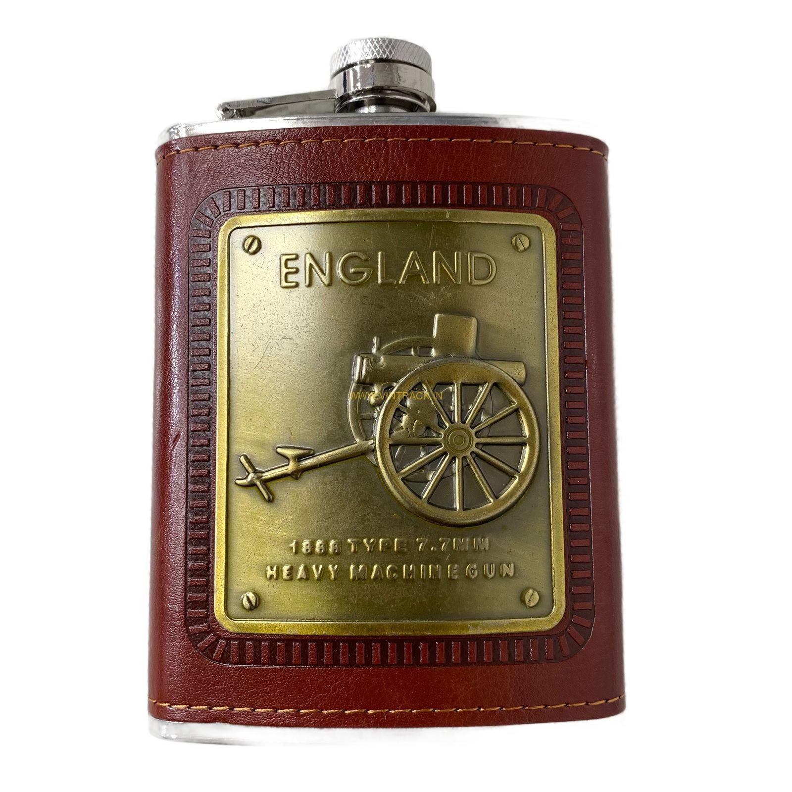 Party-Hut Leather Stainless Steel Hip Flask 8OZ (236ML) – Portable Drink Flask for Outdoor & Travel Use