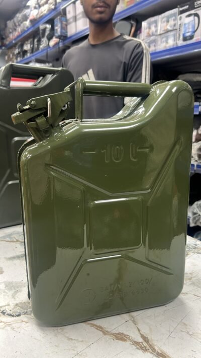 Jerry Can 10L Fuel Container | Portable Gasoline & Oil Storage Can for Bike & Car | Heavy-Duty Metal Fuel Can with Leak-Proof Cap & Secure Handle for Travel & Outdoor Use