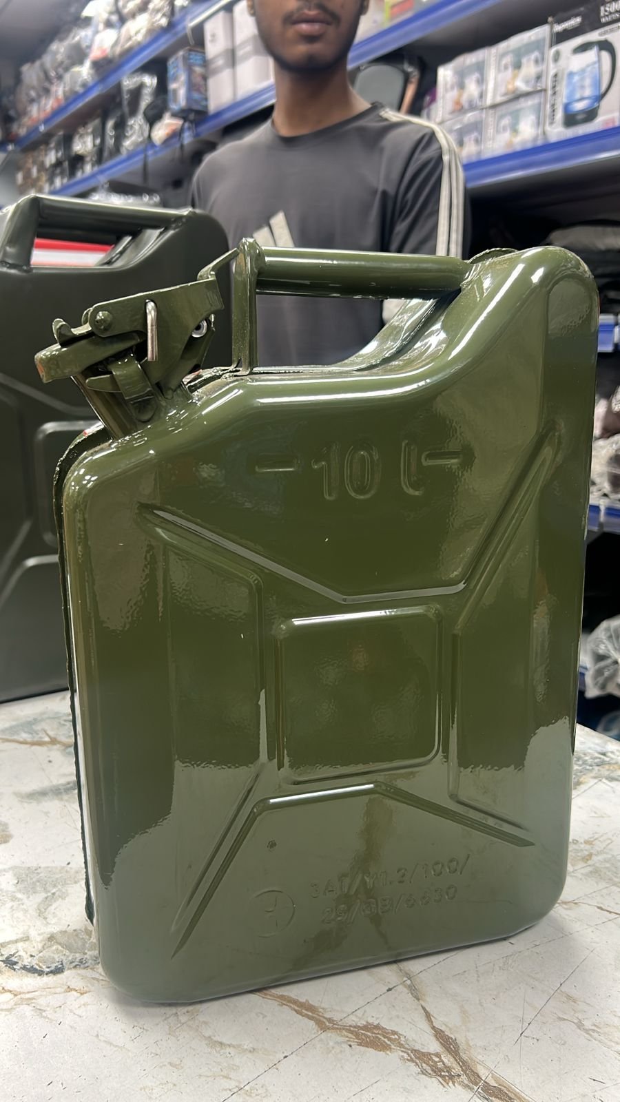 Jerry Can 10L Fuel Container | Portable Gasoline & Oil Storage Can for Bike & Car | Heavy-Duty Metal Fuel Can with Leak-Proof Cap & Secure Handle for Travel & Outdoor Use