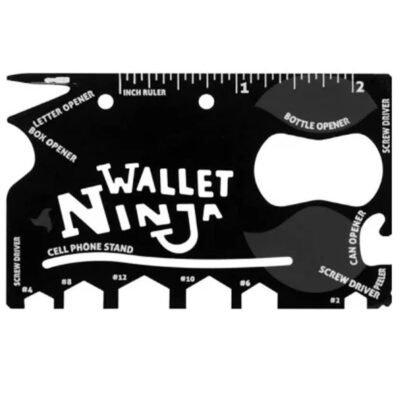 Wallet Ninja Multi-Tool Card – Pocket-Sized EDC Tool with Bottle Opener, Screwdrivers, Can Opener, Ruler, Cell Phone Stand & More
