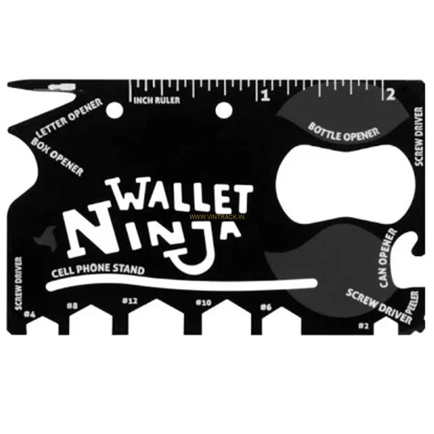 Wallet Ninja Multi-Tool Card – Pocket-Sized EDC Tool with Bottle Opener, Screwdrivers, Can Opener, Ruler, Cell Phone Stand & More