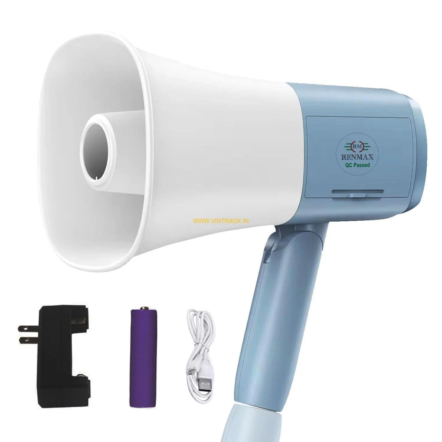 Megaphone Speaker Portable Horn Recorder Player Bluetooth PA System Voice Assistance Multiple Sirens ABS Plastic - 1 Pc