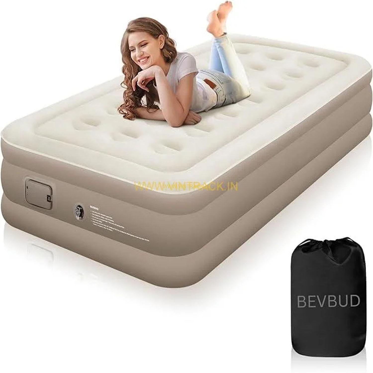 Bevbud Air Mattress with Built-in Pump – Fast Inflation & Deflation | Comfortable Inflatable Bed for Home, Camping, Guests & Travel