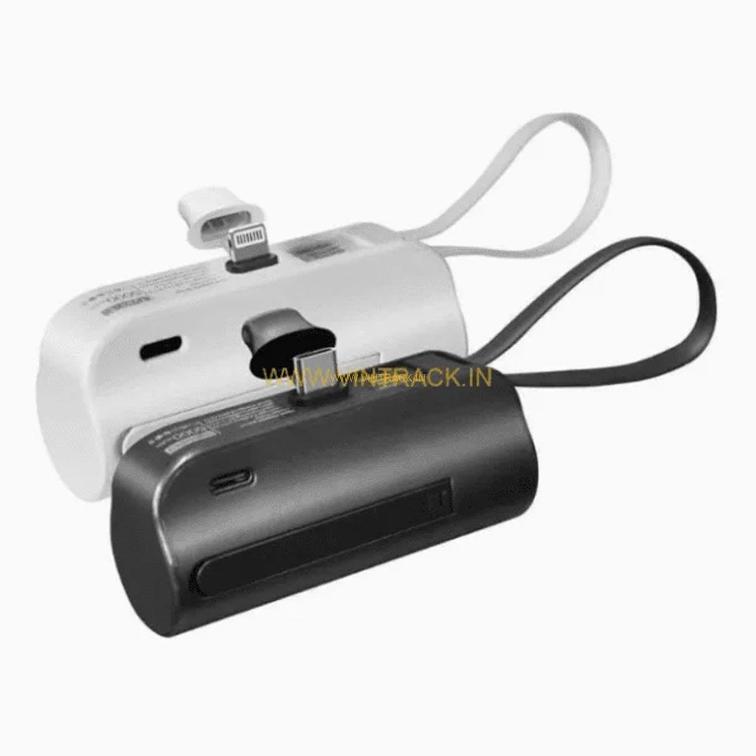 Mini Capsule 4000mAH Built in Cable Power Bank with Keychain for IOS/Type-C, Lithium-ion, Fast Charging for Mobile, Earbuds, Smartwatch, Speaker, Tablet)