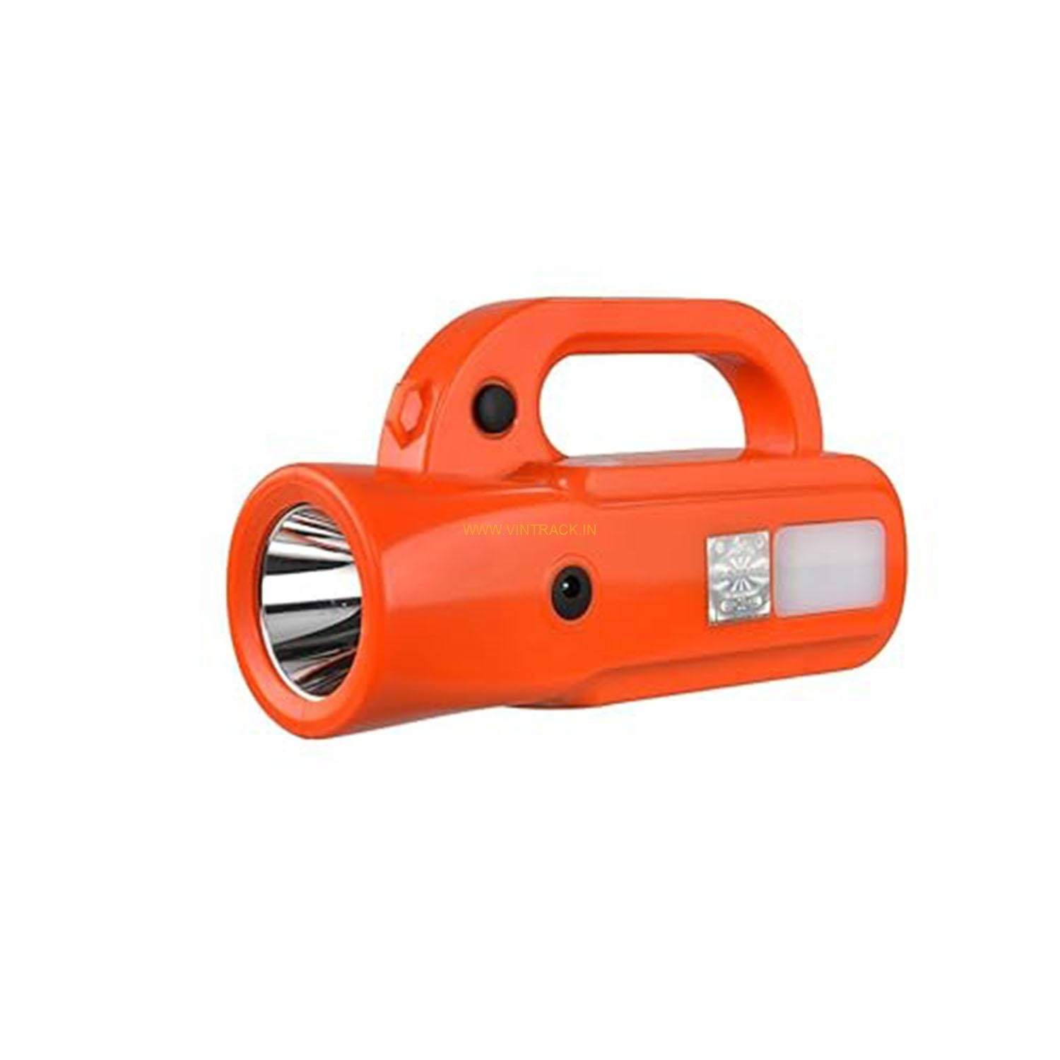 Vintrack Bhumi Kisan ABS  Plastic Torch Having 4500  mAh Battery with 10 Hours  Backup Fuse Holder for Extra  Safety (Orange)