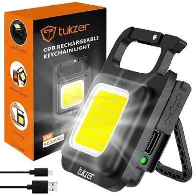 Mini LED COB Keychain Flashlight 1000 Lumens | Rechargeable Pocket Torch with 4 Modes, Magnet Base, Carabiner & Bottle Opener | Emergency Work Light for Camping, Hiking & Fishing