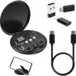 Mini Multi-Functional Fast Charging Data Cable Set for Apple, Android, Type C Charging with Retrieve Card Pin, Round Storage Box, Compact and Portable USB Data Cable Storage Box Travel  Cable Set - Image 3
