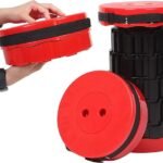 -Portable Retractable Folding Stool, Collapsible Telescoping Foldable Camping Stool For Adults For Outdoor Fishing Hiking Gardening Travel Bbq 1 Pc - Plastic, Red