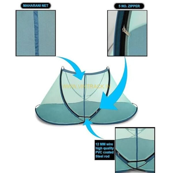 Online Services Foldable Polyester Single Bed Foldable Mosquito Net/ Macchardani For Adults With Base| 30Gsm Mosquito Net For Home(Size: L X W X H : 7 X 4 X 3.50 Feet) - Image 3