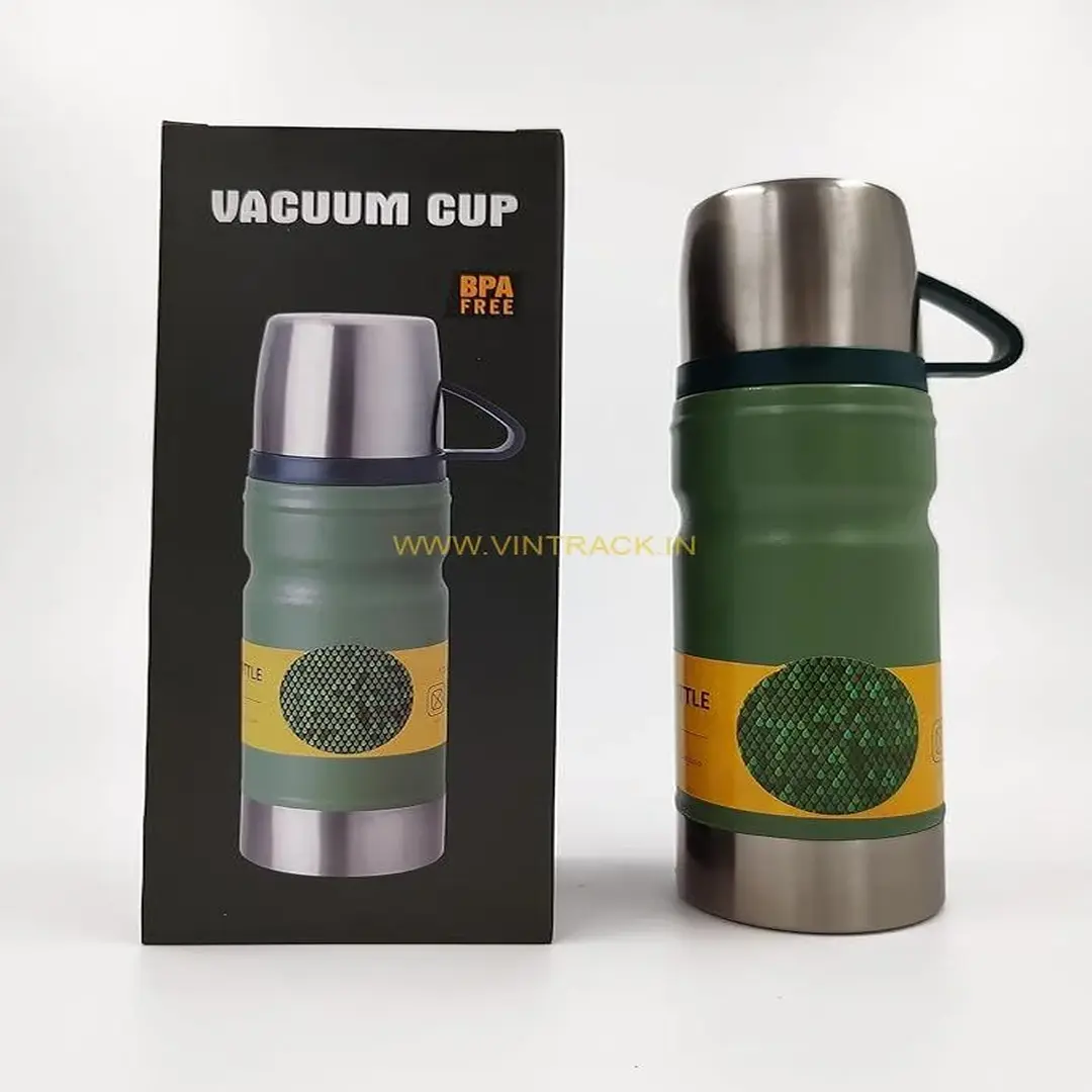 24 Hrs Hot & Cold Thermosteel Water Bottle with Vacuum Insulated Mug – Stainless Steel Double Wall Flask for Travel, Office & Home