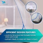 Mosquito Net for Double Bed | King Size Foldable Machardani | Polyester 30GSM Strong Net |PVC Coated Corrosion Resistant Steel Wire - Blue - Image 4