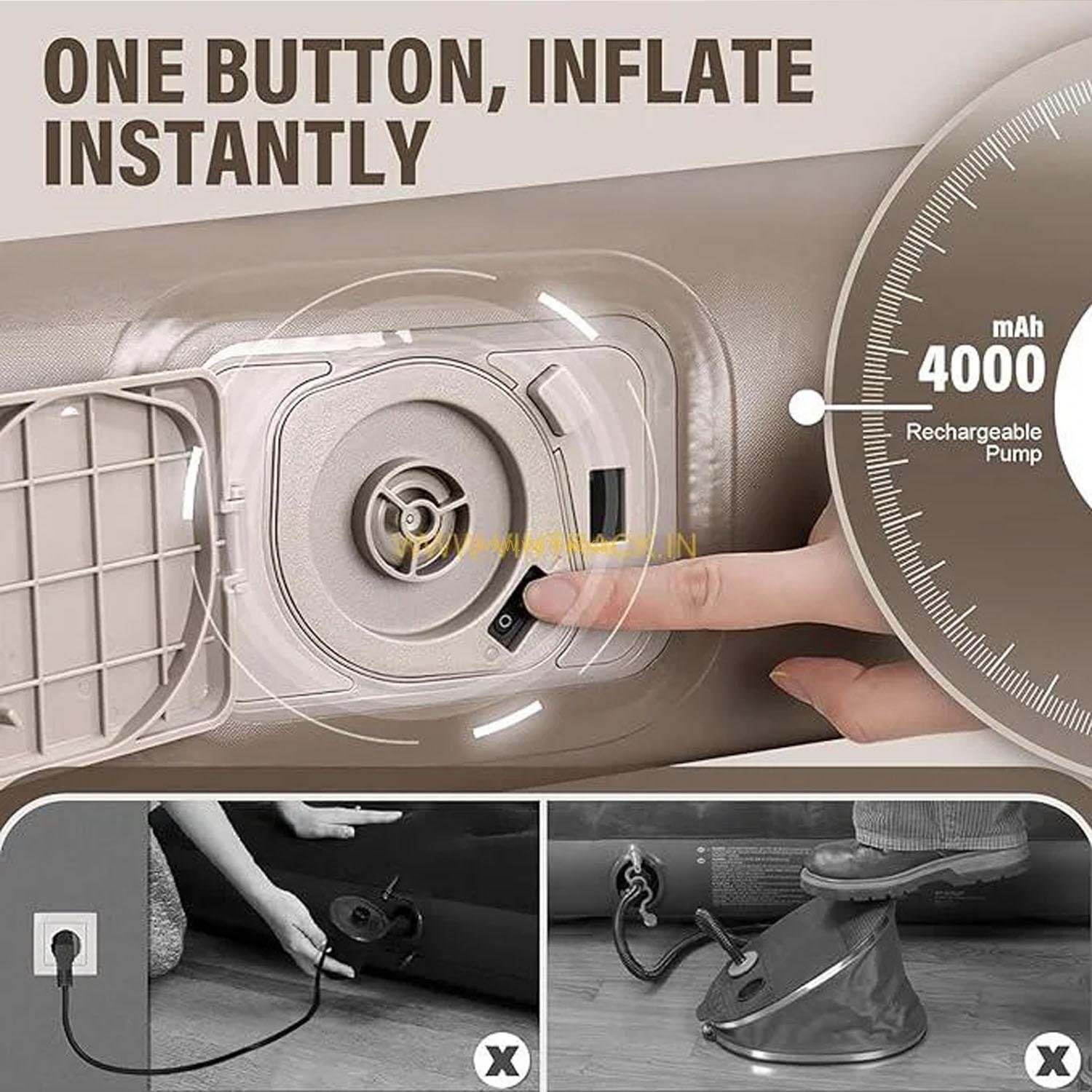 Bevbud Air Mattress with Built-in Pump – Fast Inflation & Deflation | Comfortable Inflatable Bed for Home, Camping, Guests & Travel - Image 3