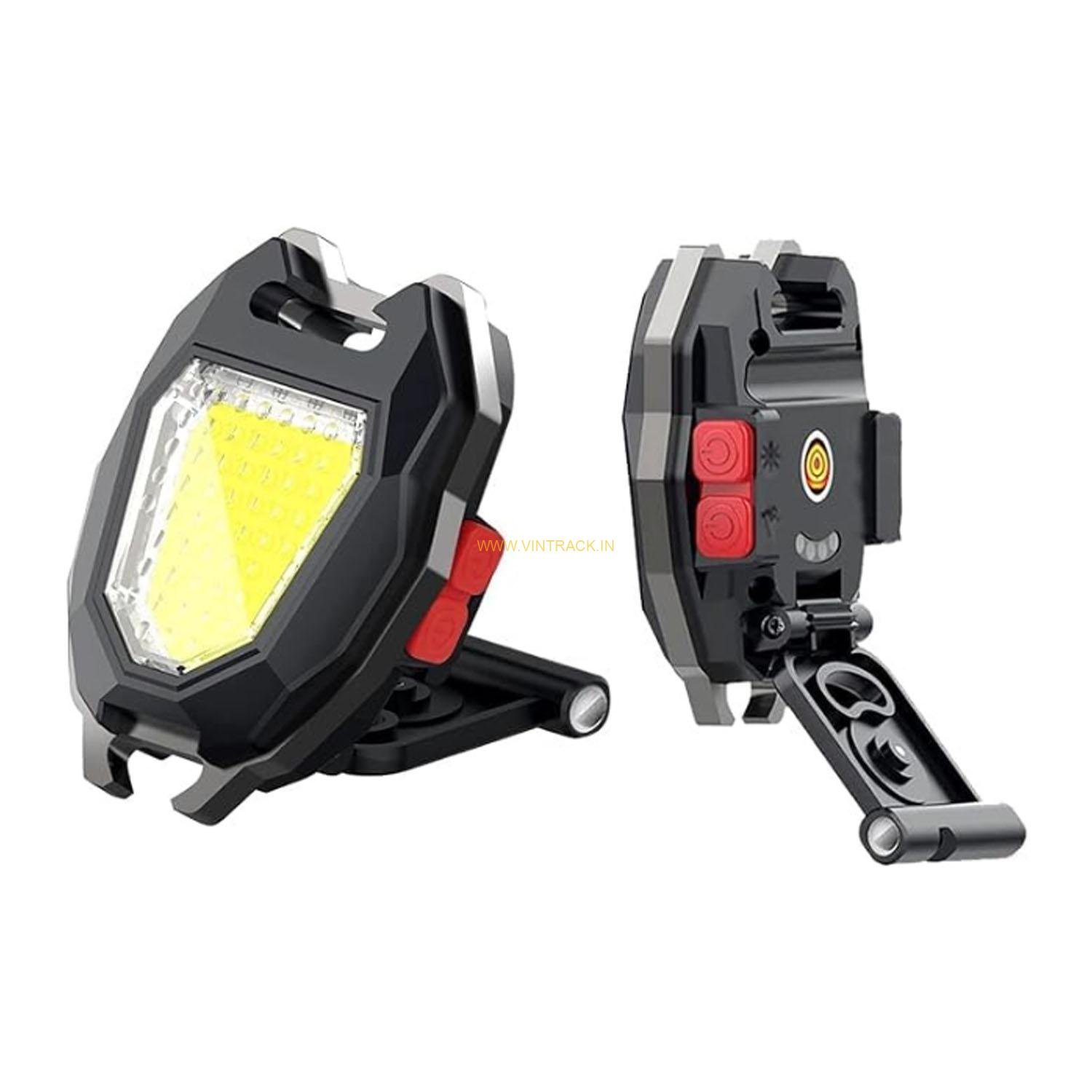 Portable Bright LED Keychain COB Light with 6 Lighting Modes & Cigar Lighter LED Front Light (Black) - Image 3