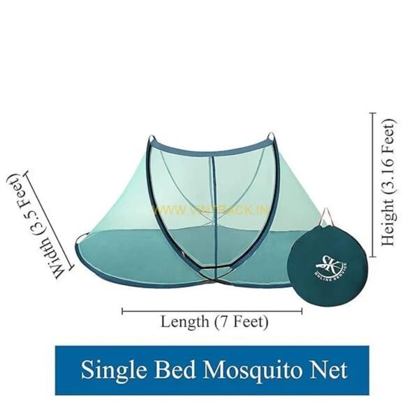 Online Services Foldable Polyester Single Bed Foldable Mosquito Net/ Macchardani For Adults With Base| 30Gsm Mosquito Net For Home(Size: L X W X H : 7 X 4 X 3.50 Feet) - Image 2