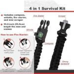 Survival Bracelet - Black,  Whistle, Compass, Fire  Starter, Tactical  Men &  Women (Black, Pack of 1) - Image 5