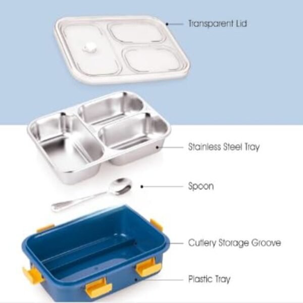 Stainless Steel Portable Lunch Box – Leak-Proof, Durable & Travel-Friendly Tiffin for Office, School & Outdoor Use - Image 3