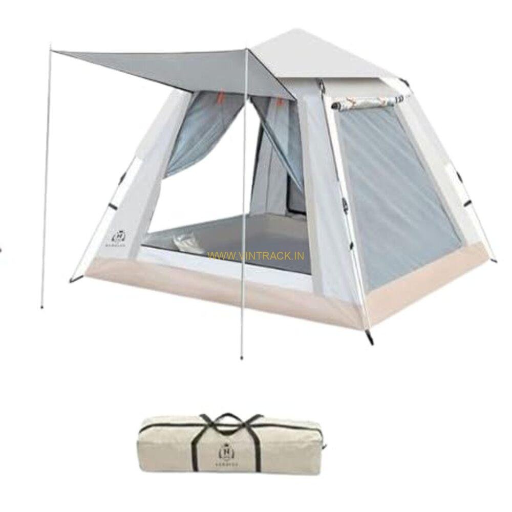 Outdoor Auto Tent – Water-Resistant Portable Instant Big Bird Camping Tent for 5-6 Person Family, Trekking & Hiking (Beige)