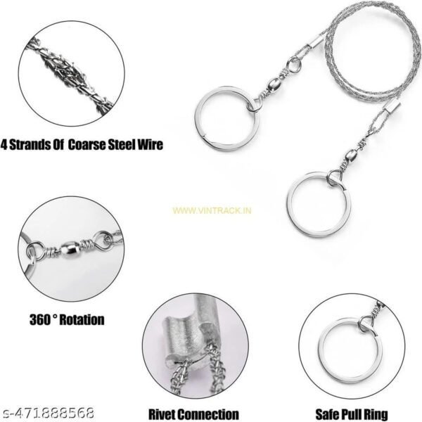Stainless Steel Wire Saw - Metal Cable Saw for Emergency Survival, Hand Pocket String Rope Saw for Wood, Pipe, Camping, Hiking - Image 3