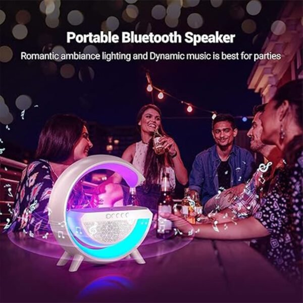 G Speaker Lamp - APP Control 3 in 1 Multi-Function Bluetooth Speaker with Wireless Fast Charging, RGB Light and Sunrise Alarm Clock for Bedroom & Bedside Table Wireless Charger Lamp - Image 2