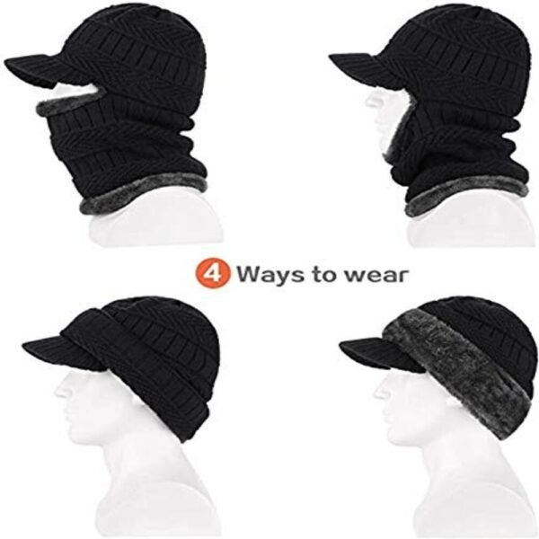 Men & Women’s Knitted Woolen Balaclava Monkey Cap with Fur Lining | Winter Face Mask & Headgear | Free Size Warm Outdoor Beanie - Image 2