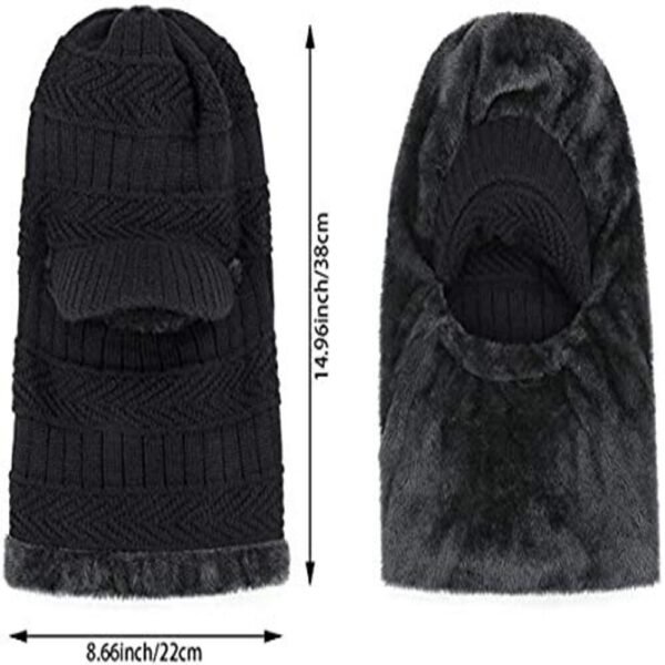 Men & Women’s Knitted Woolen Balaclava Monkey Cap with Fur Lining | Winter Face Mask & Headgear | Free Size Warm Outdoor Beanie - Image 3