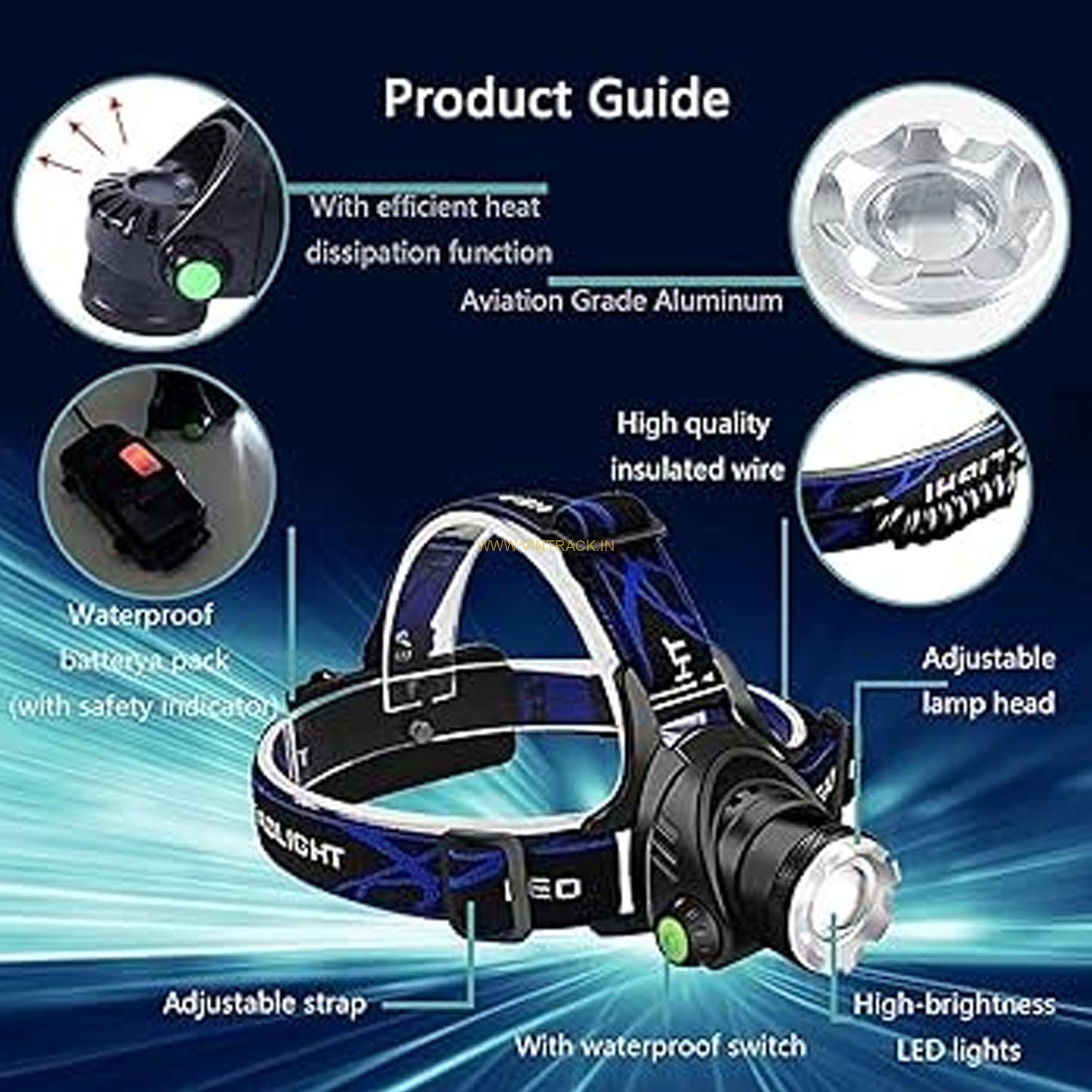Headlamp Rechargeable, Super Bright Head Lamps Led, Waterproof Head Lights For Head Flashlight For Adults Outdoor Night Running Lights Led Chest Light Back... - Image 4