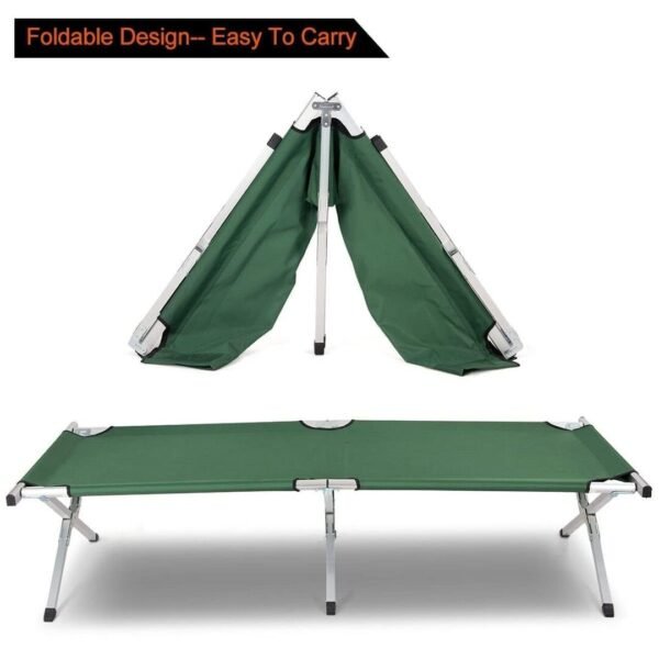 Folding Camping Cot  Bed, Foldable Portable  Sleeping CFolding Camping Cot Bed – Foldable Portable Sleeping Cot for Adults, Durable Metal Single Bed for Outdoor Camping & Travelot for Adult  Metal Single Bed - Image 3