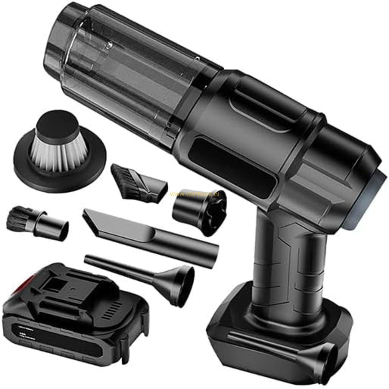Cordless Rechargeable Vacuum Cleaner – Lightweight, Powerful Suction with Multi-Use Attachments for Home & Car Cleaning