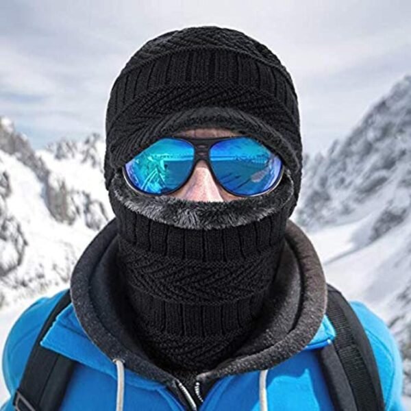 Men & Women’s Knitted Woolen Balaclava Monkey Cap with Fur Lining | Winter Face Mask & Headgear | Free Size Warm Outdoor Beanie - Image 4