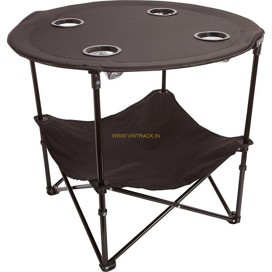 Camping Table with 4 Cup Holders – Portable Foldable Outdoor Table with Compact Packing for Picnic, Travel, Hiking & Camping