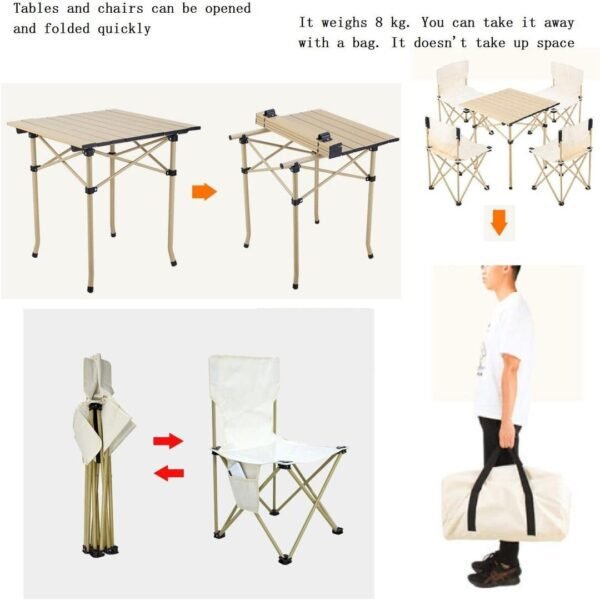 Portable Folding Picnic Camping Table with Chairs – Lightweight, Compact Outdoor Table & Chair Set for Hiking, Travel & Garden - Image 6