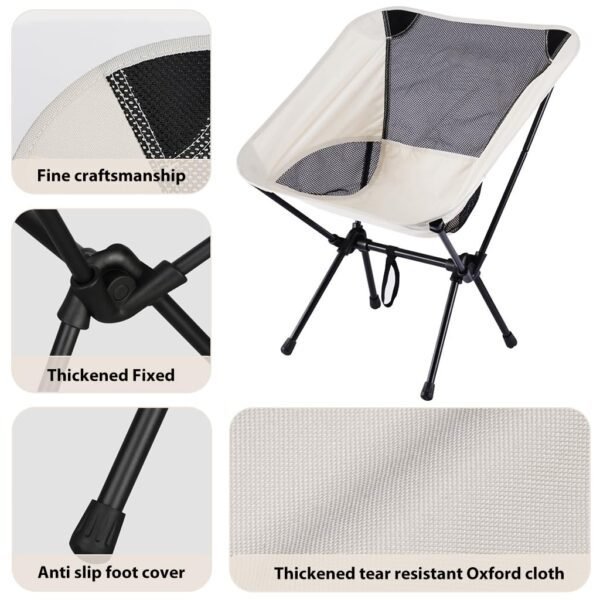 Camping Chair Foldable with Back & Arm Support – Portable Outdoor Folding Chair for Hiking, Trekking, Fishing & Picnic - Image 3