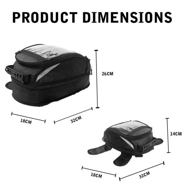 Magnetic Tank Bag with Rain Cover for Motorcycles - 20-25L Water-Resistant, Quick-Access Pockets, Universal Fit. - Image 3