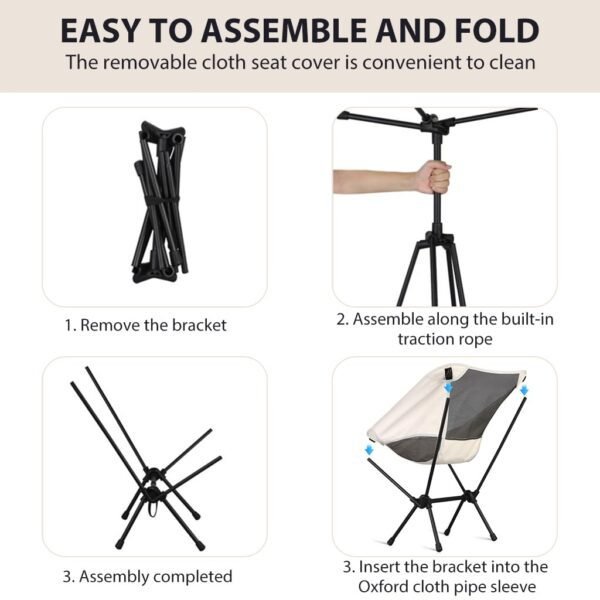 Camping Chair Foldable with Back & Arm Support – Portable Outdoor Folding Chair for Hiking, Trekking, Fishing & Picnic - Image 2