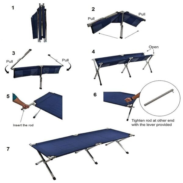 Folding Camping Cot  Bed, Foldable Portable  Sleeping CFolding Camping Cot Bed – Foldable Portable Sleeping Cot for Adults, Durable Metal Single Bed for Outdoor Camping & Travelot for Adult  Metal Single Bed - Image 4