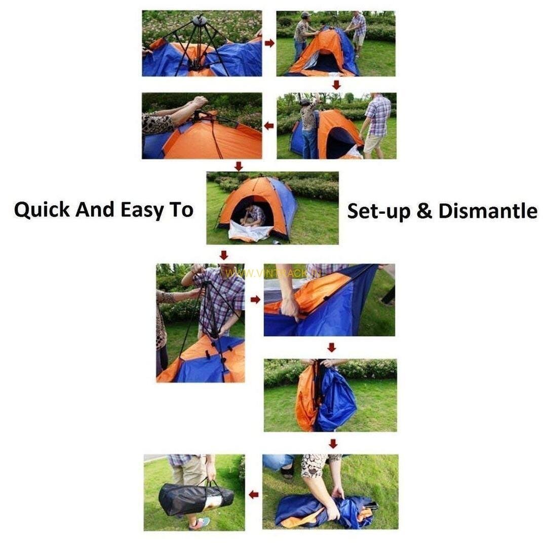 Dome Tent for 4 Men – Single Layer Water-Resistant Camping Tent (200x200 cm) for Trekking, Hiking, Picnic & Outdoor Adventures - Image 3