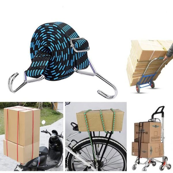 Bungee Cords for Motorcycle, Bike Luggage Rope Belt Double Hook, 3.3 Ft High Elasticity Elastic Rope. - Image 2