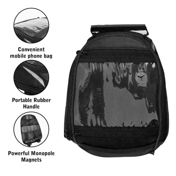 Magnetic Tank Bag with Rain Cover for Motorcycles - 20-25L Water-Resistant, Quick-Access Pockets, Universal Fit. - Image 5
